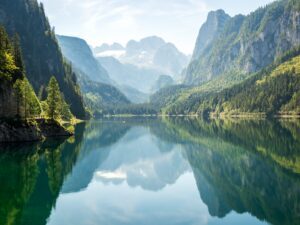Front Gosau Lake near the town of Gosau, Austria.