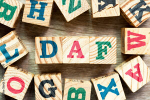 Alphabetischer Buchstabenblock im Wort DAF und DaZ